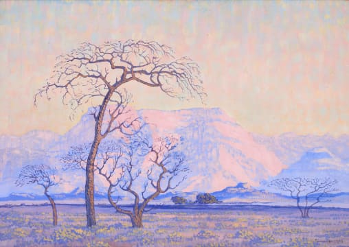 Jacob Hendrik Pierneef; Landscape with Trees and Mountains