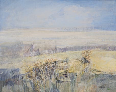 Nico Roos; Abstract Landscape with Trees and Distant Mountains