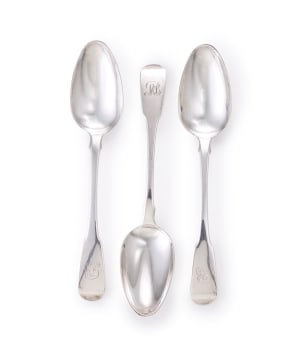 Three George III silver 'Fiddle' pattern spoons, Thomas Dicks, London, 1815