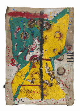 Samson Mnisi; Abstract Composition with Yellow and Green