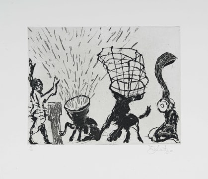 William Kentridge; Figure with Frantic Sound, from Give and Take series