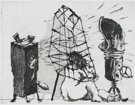 William Kentridge; Caged Woman, from Give and Take series