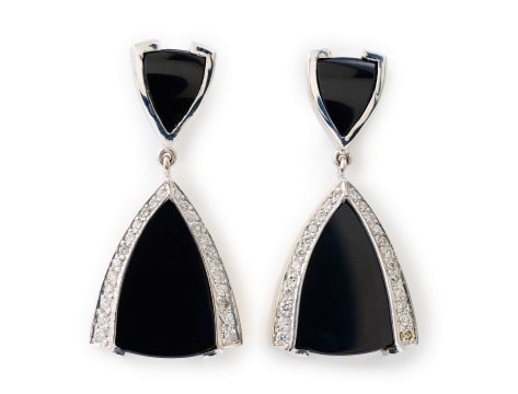 Onyx and diamond earrings