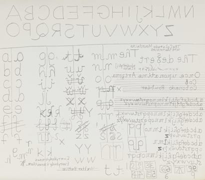 Walter Battiss; Figure and Elephant (recto) Mirror Writing (verso)