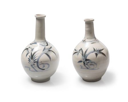 Pair of Japanese Tokkuri sake bottles