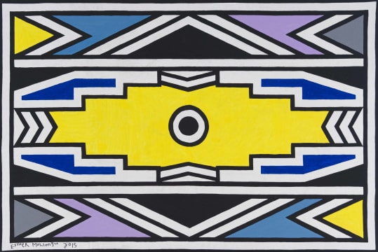 Esther Mahlangu; Untitled (Ndebele Design with Yellow Centre)
