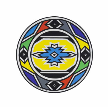 Esther Mahlangu; Untitled (Circular Ndebele Pattern with Blue Centre)
