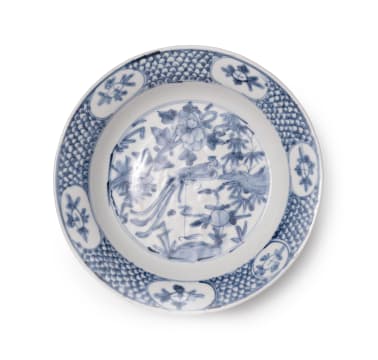 Chinese Swatow blue and white dish, Qing Dynasty, late 18th century
