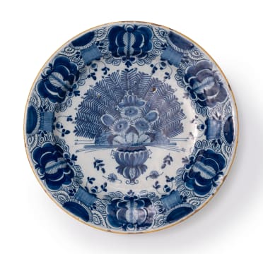 A Dutch Delft blue and white dish, 18th century