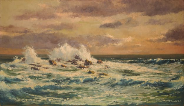 Otto Klar; Seascape with Crashing Waves