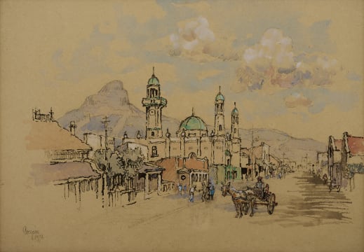 Gregoire Boonzaier; Cape Street Scene with Mosque
