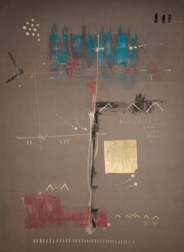 Samson Mnisi; Untitled (Composition in Pink, Blue and Gold)
