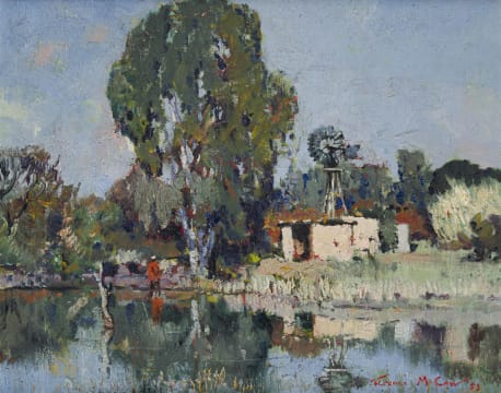 Terence McCaw; Landscape with Dam and Windmill