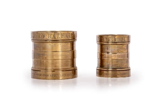 Two Imperial brass measures, Potter, Poultry, London
