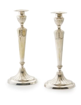 A pair of Princess Plate candlesticks, Mappin & Webb, Sheffield, 20th century