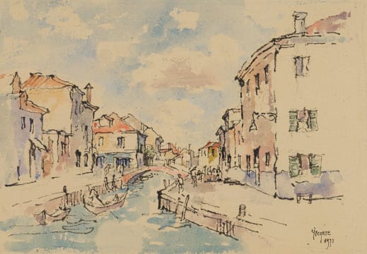 Gregoire Boonzaier; Venetian Canal with Gondolas