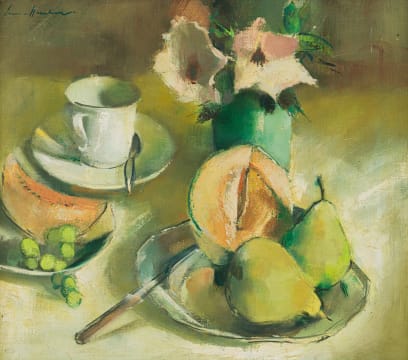 Louis van Heerden; Still Life with Melon and Pears