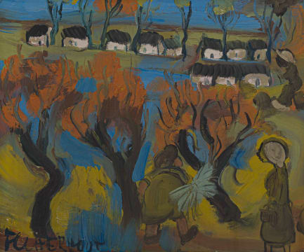 Frans Claerhout; Farm Workers in a Village
