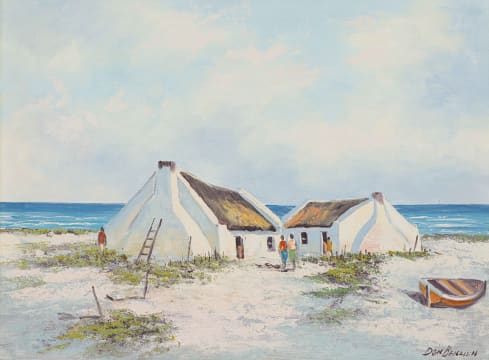 Don Benzien; Coastal Landscape with Cottages