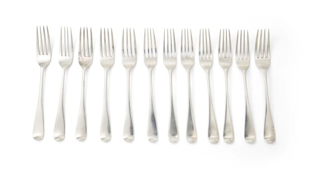 Twelve Irish Old English pattern cake forks, James Brady, Dublin, 1829