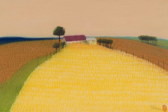 Pieter van der Westhuizen; Landscape with Yellow Fields and House