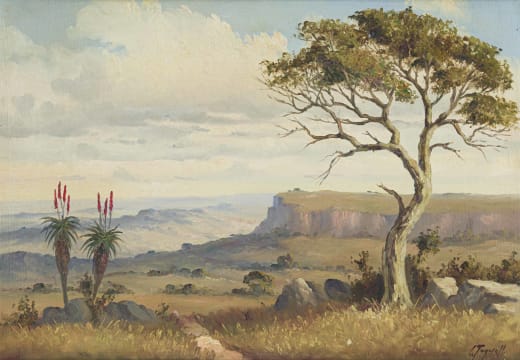 Christopher Tugwell; Mountainous Landscape with Aloes and Trees
