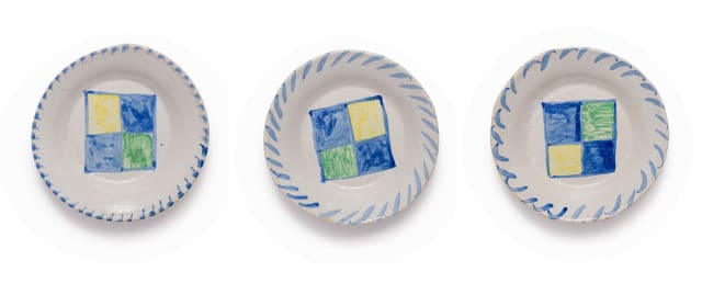Hylton Nel; Three plates with square patterning