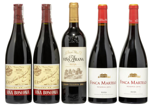 Spanish Collection; La Rioja Alta,Lopez de Heredia,Torre de Oña; 2011,2012,2016; 5 (1 x 5); 750ml
