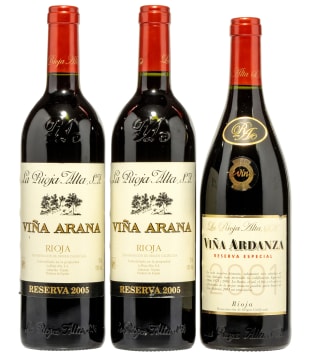 La Rioja Alta; Viña Ardanza Rioja Reserva; 2001,2005; 3 (1 x 3); 750ml