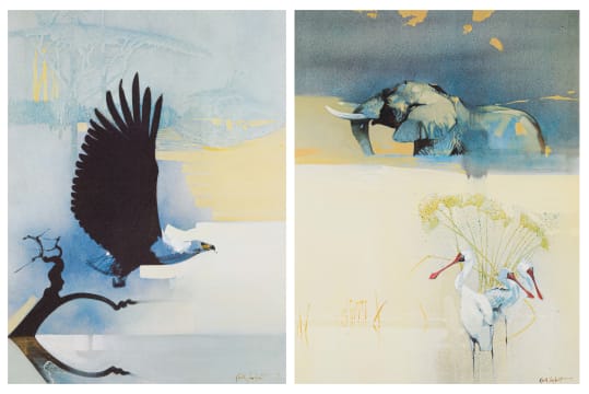 Keith Joubert; African Spoonbills; African Fish Eagle, two