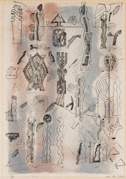 Gunther van der Reis; Untitled (Abstract Composition with Symbols)