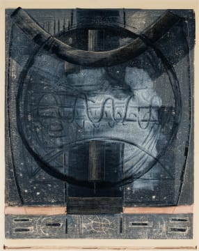 Bettie Cilliers-Barnard; Untitled (Abstract with Circle in Black and Grey)