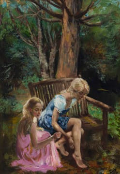 Mari Vermeulen-Breedt; Two Girls and a Bench