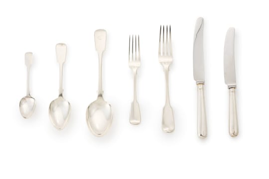 An assembled set of Victorian silver flatware, Joseph & Albert Savory, London, 1836