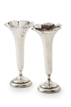 A pair of Edward VII silver bud vases, Horace Woodward & Co Ltd, London, 1902
