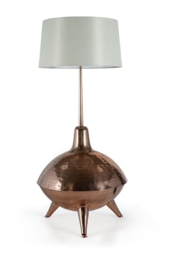 Large 'Atomic'-style copper table lamp