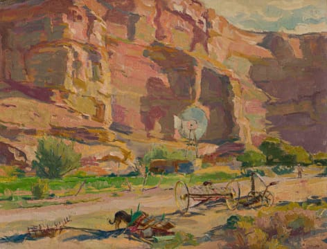 Francois Roux; Farm Scene with Windmill