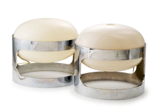 Cesare 'Joe' Colombo; Pair of 'KD 27' chrome-finished ABS plastic desk lamps for Kartell, Italy