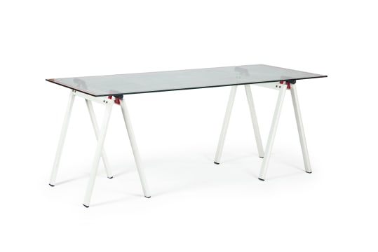 Gae Aulenti; 'Gaetano' glass office table for Zanotta, Italy