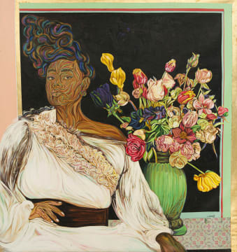 Ayanda Mabulu; Woman with Flowers