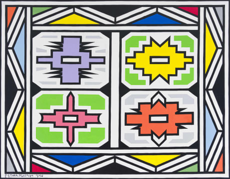 Untitled (Ndebele Abstract with Four-Panelled Centre)