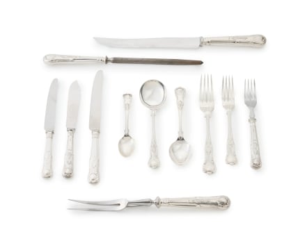 An assembled set of Elizabeth II King's pattern silver flatware, Viners Ltd, 1963; various makers and dates