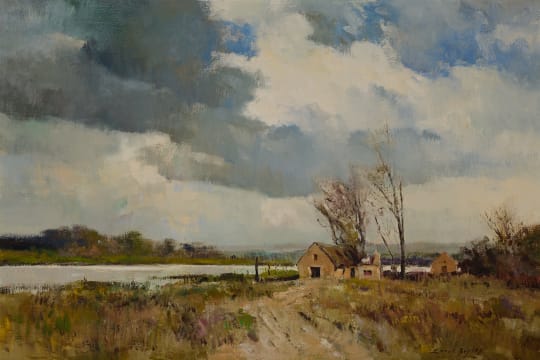 Errol Boyley; Landscape with Cottages and Lake