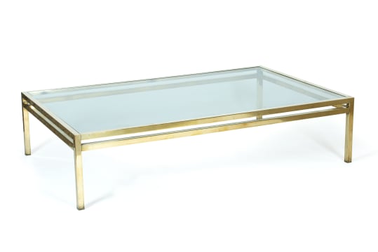 Brass and glass coffee table