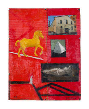 Simon Stone; Composition with House, Horse and Figure