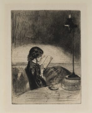 James Abbott McNeill Whistler; Reading by Lamplight