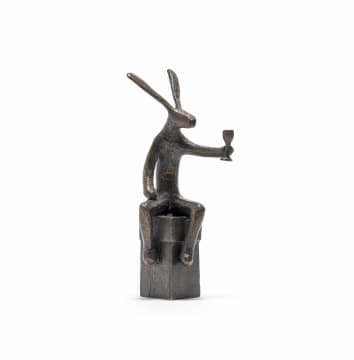 Guy du Toit; Seated Hare Drinking Wine