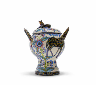 Ardmore Ceramic Studio; Lidded vessel with giraffes and flowers