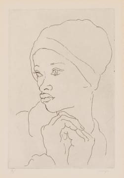 François Krige; Portrait of a Woman in a Headscarf