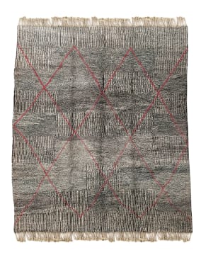 Herringbone; Black and white speckled Berber rug, Morocco